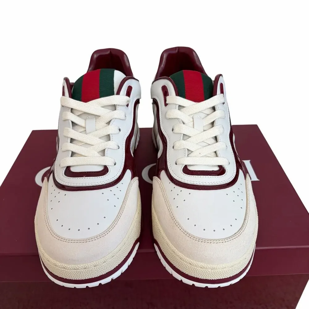GUCCI Re-Web Sneaker White Leather 786186 Men's Size 11.5 US 12 $1150 NEW